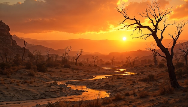 Landschaft eines entwässerten Flusses