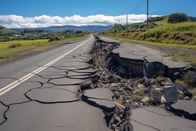 Landschaft mit extremem Erdbeben
