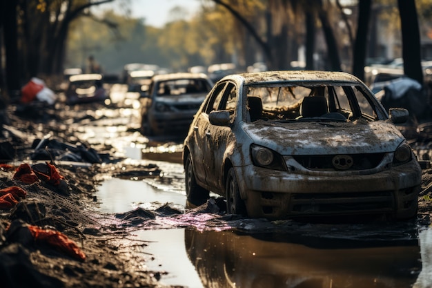 Kostenloses Foto landschaft mit extremen taifunschäden