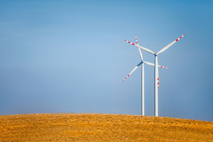 Kostenlose Foto landschaft mit windkraftanlagen
