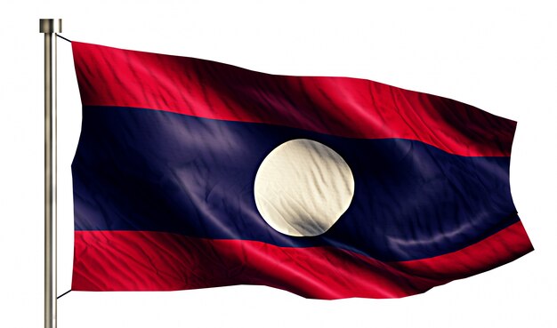 Laos Nationalflagge isoliert 3D weißen Hintergrund