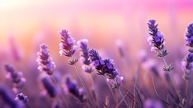 Kostenloses Foto lavendel blüht in seiner vollen pracht vor einem sanften violetten farbverlauf