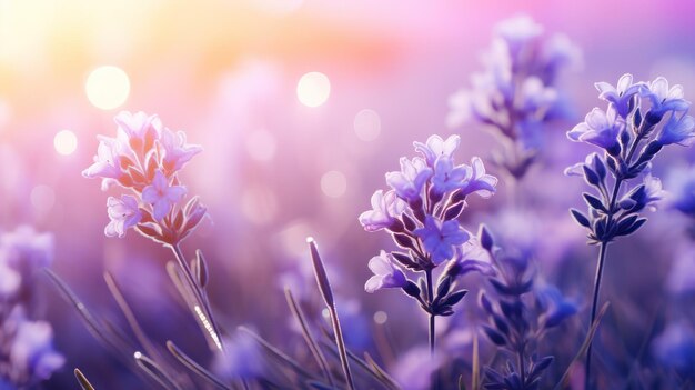 Lavendelblüten in voller Blüte vor einem sanften violetten Farbverlauf