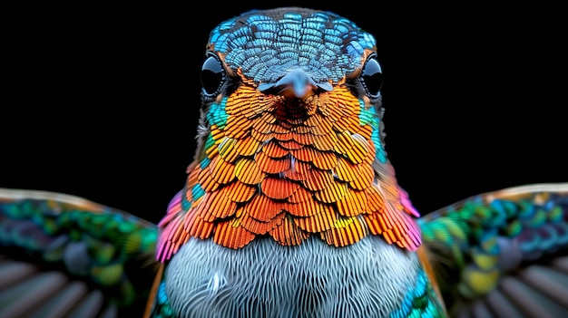 Lebendig farbiger Kolibri in natürlicher Umgebung