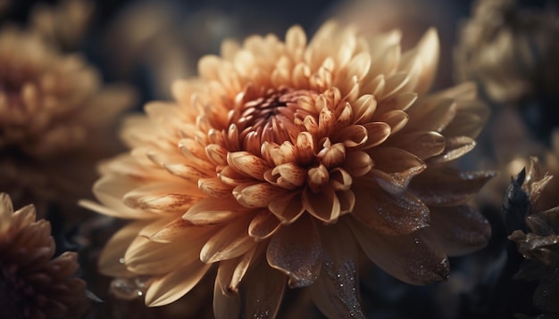 Lebendiger Chrysanthemenstrauß, ein Geschenk der Liebe, generiert von KI