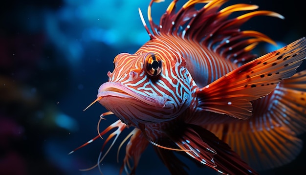 Lebhafte farben der unterwasserschönheit zeigen die durch künstliche intelligenz erzeugte wassertierwelt der natur