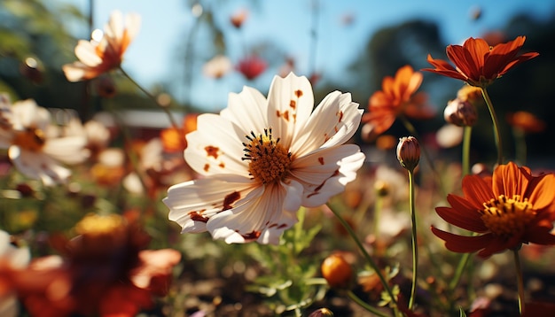 Kostenloses Foto lebhafte wildblumenwiesen blühen im hellen sommersonnenlicht, erzeugt durch künstliche intelligenz