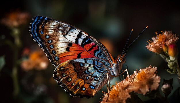 Lebhafter Schmetterling in Nahaufnahme, der die von KI erzeugte Zerbrechlichkeit zeigt