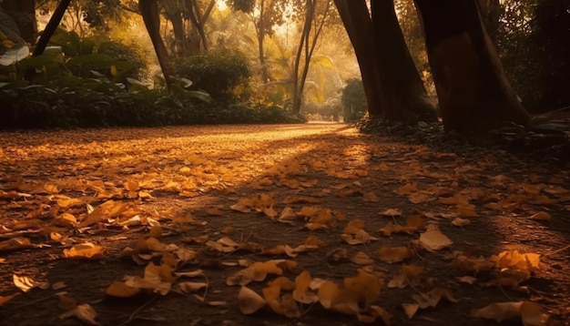 Kostenloses Foto lebhaftes herbstlaub malt eine ruhige waldlandschaft, die von ki generiert wird