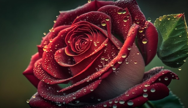Lebhaftes Rosenblatt, Nahaufnahme einer generativen AI mit einer einzelnen Blume