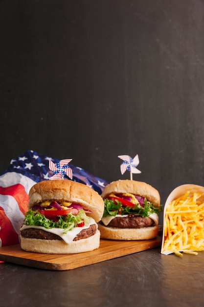 Leckere amerikanische Hamburger-Komposition