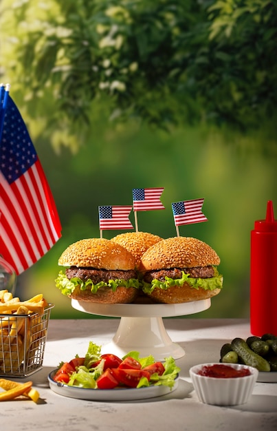 Kostenloses Foto leckere burger für den us labor day