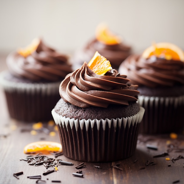 Leckere Cupcakes mit Früchten