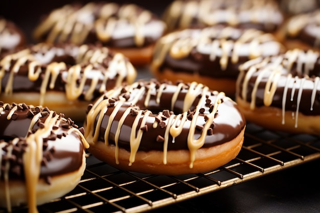 Leckere Donuts mit Schokoladenüberzug