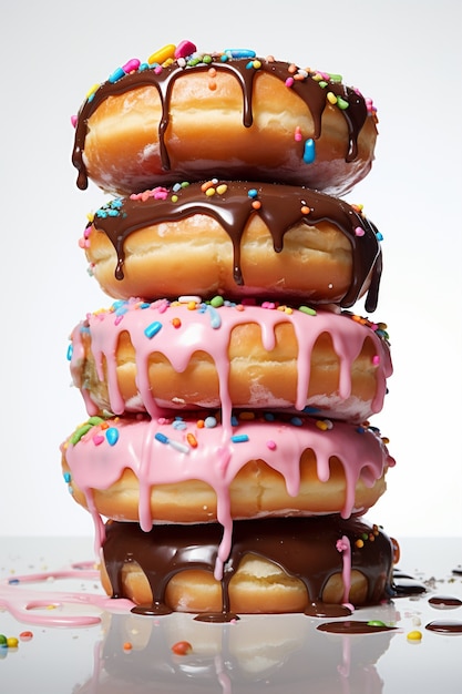 Leckere Donuts mit Topping-Arrangement