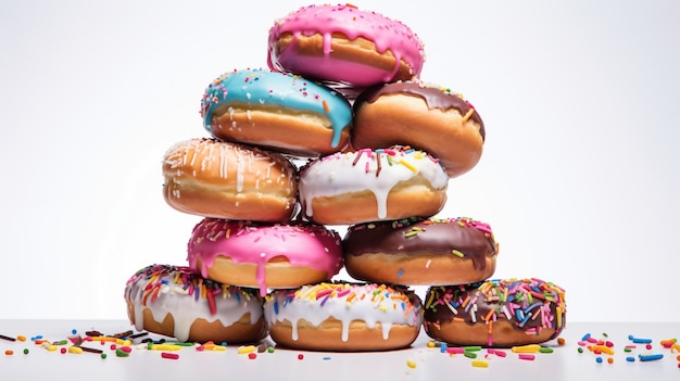 Leckere Donuts mit Topping-Arrangement