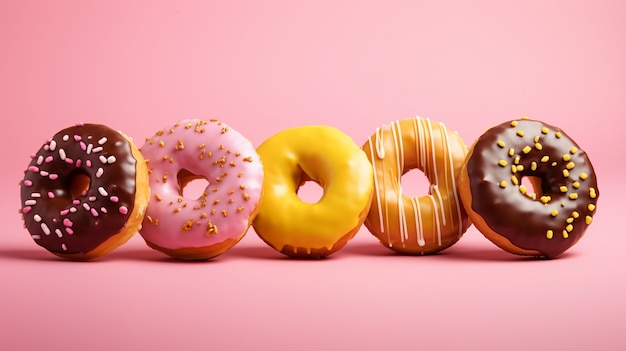 Kostenloses Foto leckere donuts mit topping-arrangement