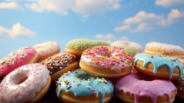 Kostenloses Foto leckere donuts mit topping-arrangement