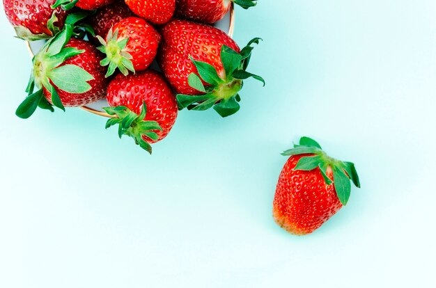 Leckere Erdbeeren auf buntem Hintergrund