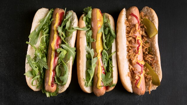 Leckere Fast-Food-Hot-Dog-Wohnung lag