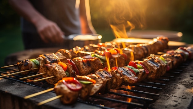 Leckere Spieße mit Fleisch