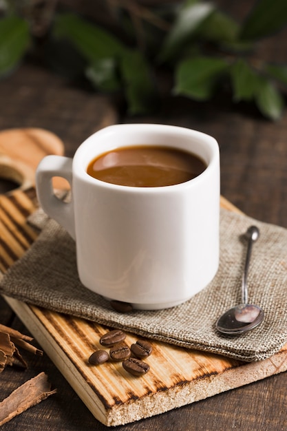 Leckere Tasse Kaffee hohe Ansicht
