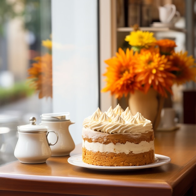 Kostenloses Foto leckerer kuchen mit belag