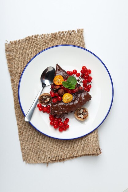 Leckeres Dessert Schokoladenkuchen-Konzept für köstliches Dessert