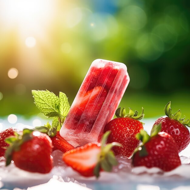 Leckeres Eis mit Erdbeere