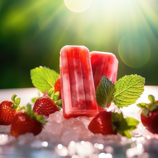 Leckeres Eis mit Erdbeere