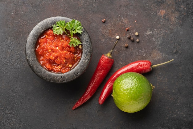 Leckeres Essen mit Sambal-Arrangement