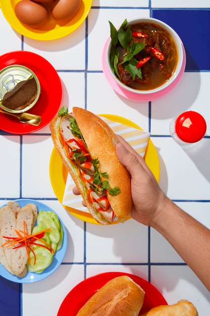 Kostenloses Foto leckeres essen von oben auf dem tisch