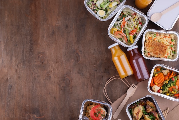 Kostenloses Foto leckeres essen von oben mit kopienraum