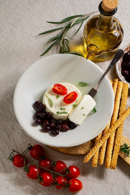 Kostenloses Foto leckeres frischkäse-stillleben