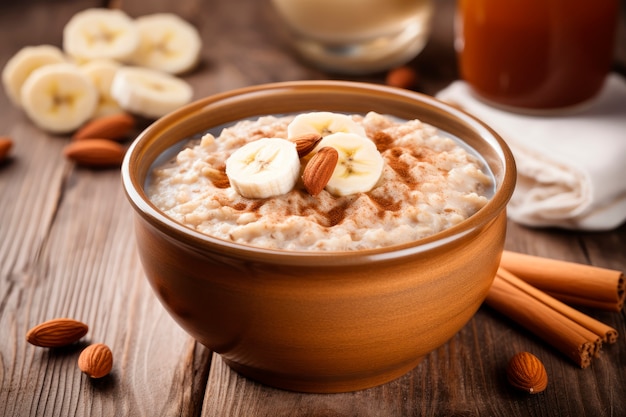 Kostenloses Foto leckeres hafermehl mit bananen