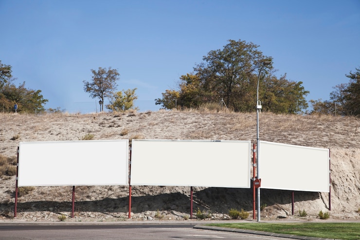 Kostenlose Foto leere billboards in der nähe der straße