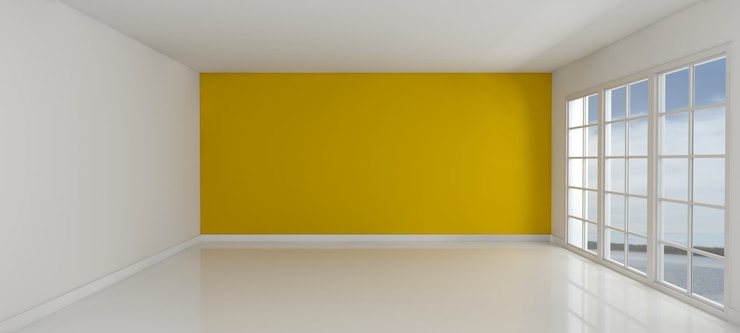 Kostenlose Foto leere mit einer gelben wand zimmer