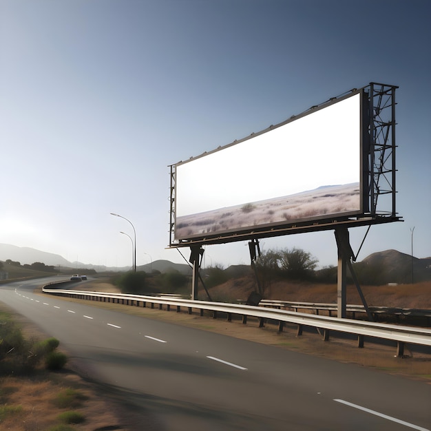 Kostenloses Foto leere plakatwand auf der straße in der wüste 3d-rendering