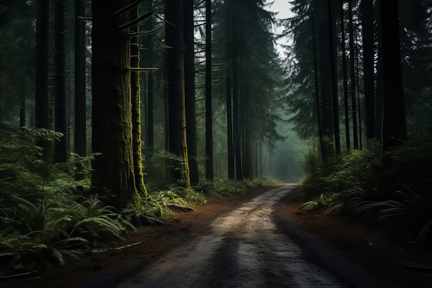 Leere Straße in dunkler Atmosphäre