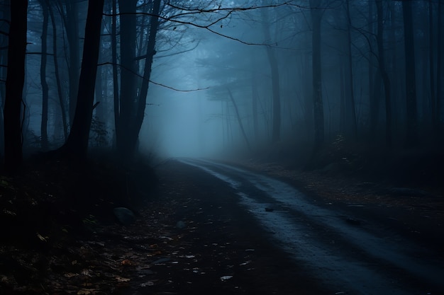 Kostenloses Foto leere straße in dunkler atmosphäre