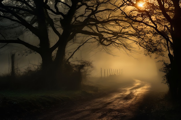 Leere Straße in dunkler Atmosphäre