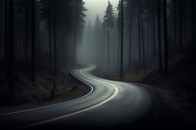 Leere Straße in dunkler Atmosphäre