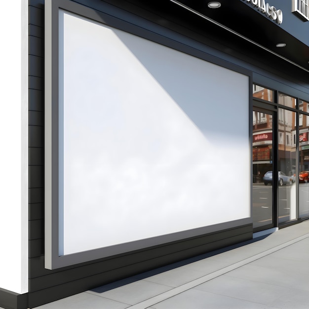 Leere Werbetafel in einem Schaufenster 3D-Rendering-Mockup