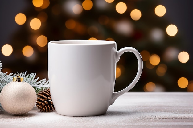 Leerer Kaffeebecher in einer Weihnachtsszene