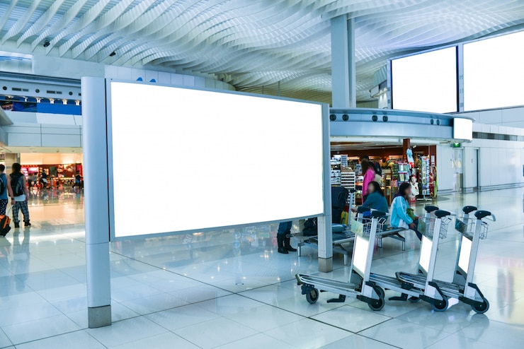 Leeres Schild am Flughafen