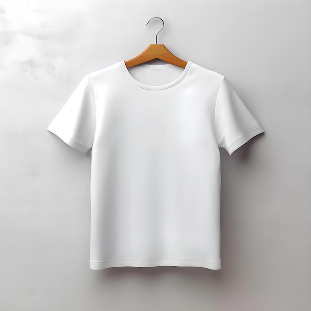 Leeres weißes T-Shirt vorne mit Kleiderbügel-Vorlage