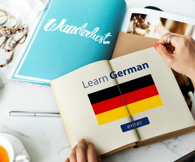 Lerne die deutsche Sprache Online-Bildungskonzept