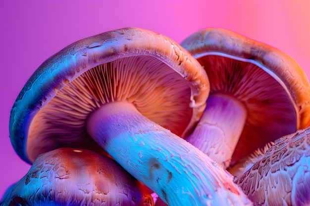 Kostenloses Foto leuchtend farbige lichter mit pilzen und pilzen