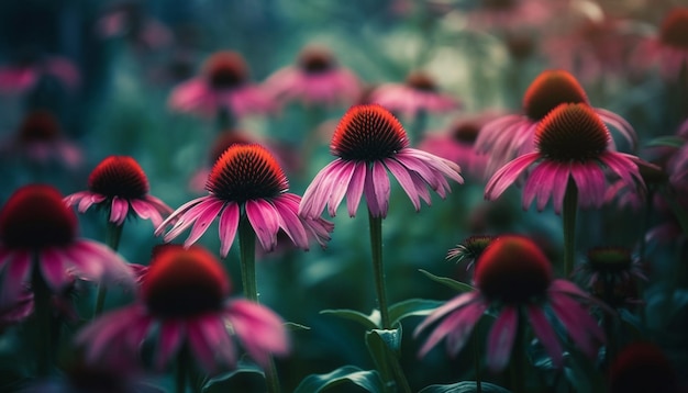 Leuchtend violetter Echinacea, eine von KI erzeugte Wildblumenmedizin