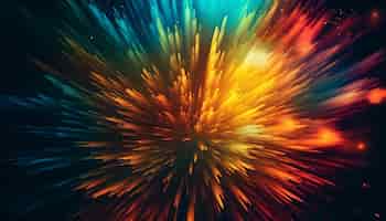 Kostenloses Foto leuchtende, mehrfarbige galaxie, die im von ki erzeugten abstrakten raum explodiert
